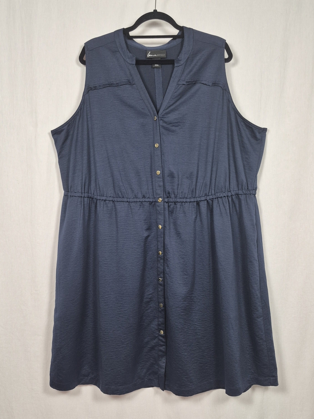 Lane Bryant Plus Size Navy Blue Sleeveless Button Front Mini Dress
